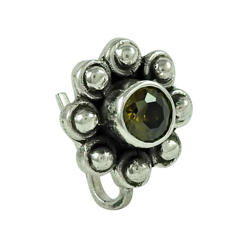 Well-Favoured Citrine Gemstone 925 Sterling Silver Nose Pin Jewellery