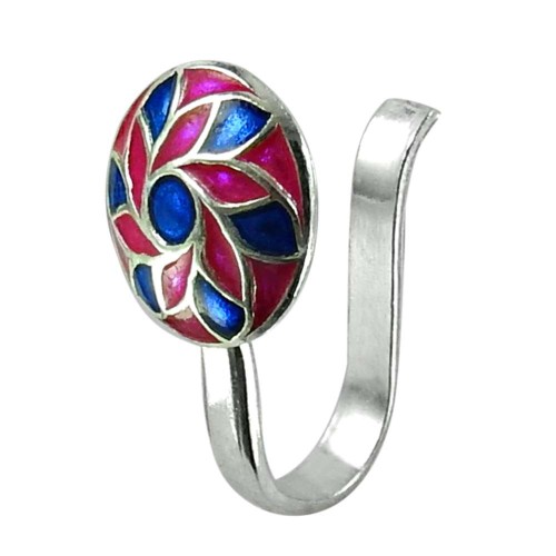 Party Wear Inlay Nose Pin Handmade Sterling Silver Fashion Jewellery