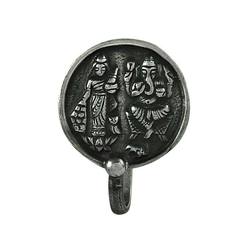 925 Sterling Silver Lakshmi Ganesh Nose Pin Vintage Jewellery
