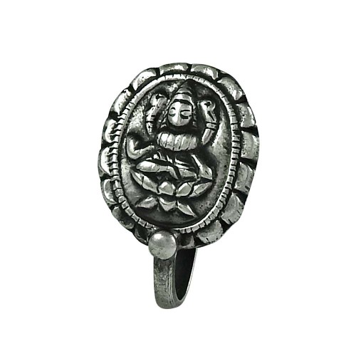 Goddess Lakshmi 925 Sterling Silver Nose Pin Traditional Jewellery