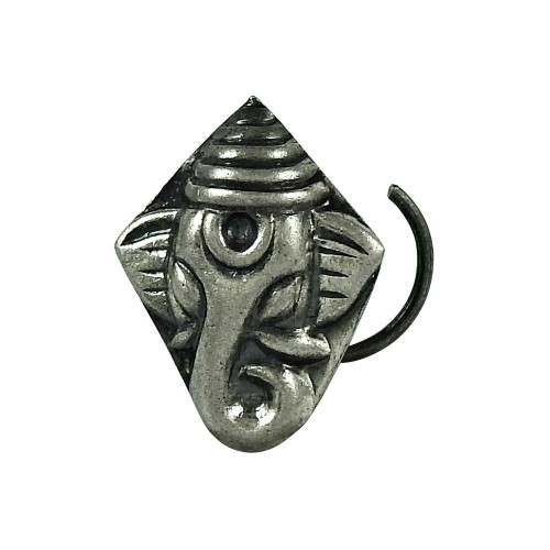 Rare 925 Sterling Silver Ganesha Nose Pin Ethnic Jewellery