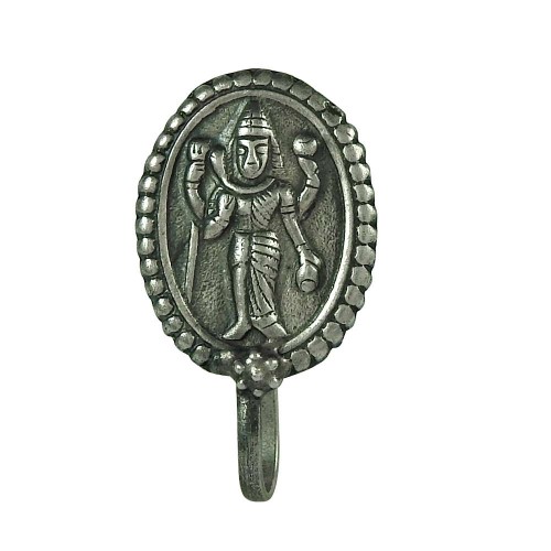 Rattling 925 Sterling Silver Nose Pin Indian God Jewellery