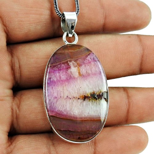 Charming Fuchsite Gemstone Pendant 925 Sterling Silver Indian Jewellery
