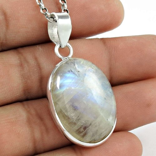 925 Silver Jewellery Beautiful Rainbow Moonstone Gemstone Pendant Al por mayor