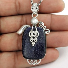 925 gemstone silver Jewellery Rare Blue Sunstone Gemstone Pendant