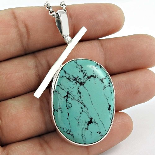 indian silver Jewellery EthnicTurquoise Gemstone Pendant