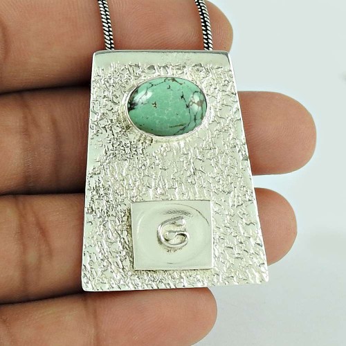Amusable Turquoise Gemstone 925 Sterling Silver Pendant Jewellery