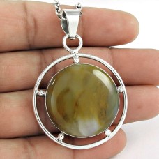 925 Sterling Silver Jewellery Charming Polka Dot Agate Gemstone Pendant Fabricant