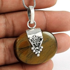 Indian Sterling Silver Jewellery Charming Tiger Eye Gemstone Pendant Wholesale Price