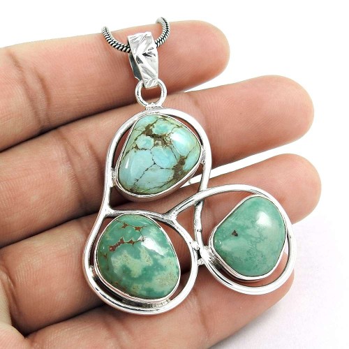 Natural 925 Sterling Silver Turquoise Pendant