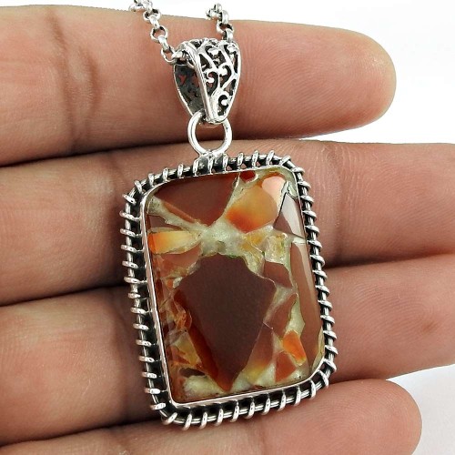 925 Sterling Silver Indian Jewellery Traditional Fuchsite Gemstone Pendant Exporter India