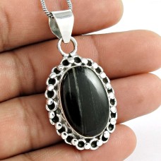 925 sterling silver antique Jewellery Charming Striped Onyx Gemstone Pendant