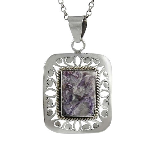 925 sterling silver indian Jewellery Designer Charoite Gemstone Pendant