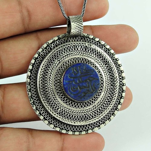 Stylish Design Bohemian 925 Sterling Silver Afghan Stone Pendant