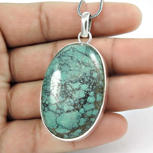 Precious! 925 Sterling Silver Turquoise Pendant