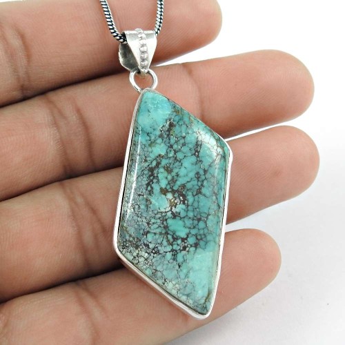 Big Natural!! 925 Sterling Silver Turquoise Pendant