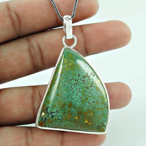 Party Wear 925 Sterling Silver Turquoise Gemstone Pendant Ethnic Jewellery