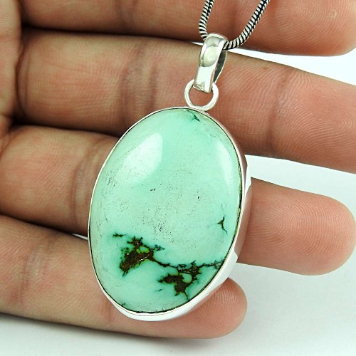 Lovely 925 Sterling Silver Turquoise Gemstone Pendant Vintage Jewellery