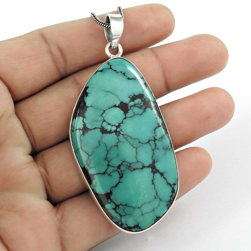 Precious!! 925 Sterling Silver Turquoise Pendant