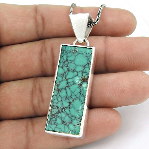 Gorgeous Design!! 925 Sterling Silver Turquoise Pendant