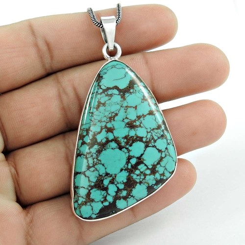 Delicate Light!! 925 Sterling Silver Turquoise Pendant