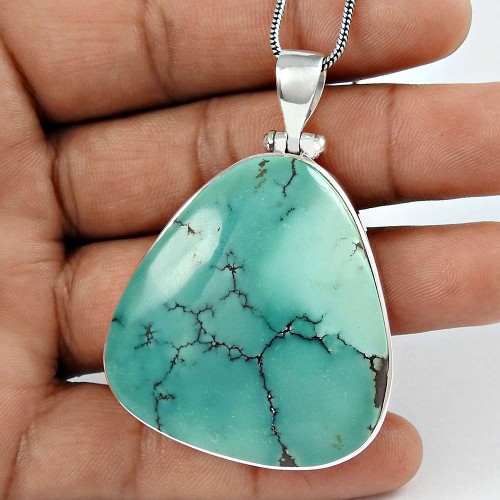 Very Light!! 925 Sterling Silver Turquoise Pendant