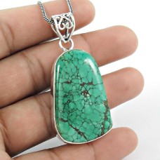 Two Tones Royal Dark!! 925 Sterling Silver Turquoise Pendant
