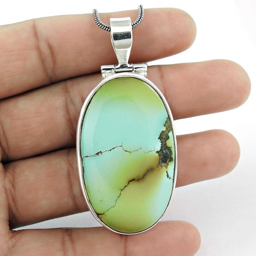 Big Delicate!! 925 Sterling Silver Turquoise Pendant