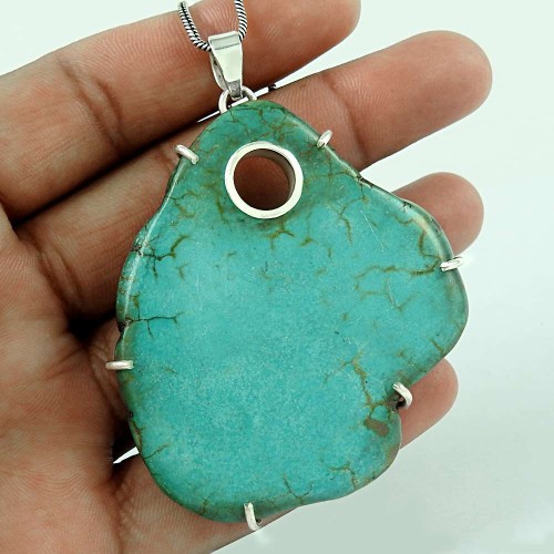Fashion 925 Sterling Silver Turquoise Gemstone Pendant Antique Jewellery