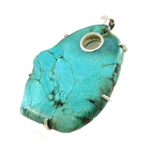 Misty Morning!! 925 Sterling Silver Turquoise Pendant