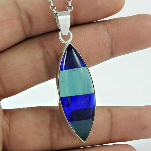 Blue Passion ! Glass 925 Sterling Silver Pendant