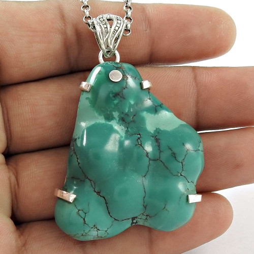 Modern Style 925 Sterling Silver Turquoise Pendant