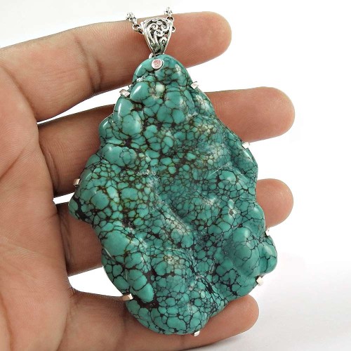 Large !! 925 Sterling Silver Turquoise Pendant