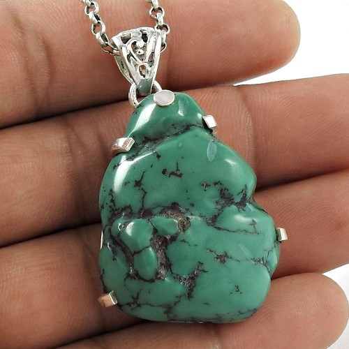 Big Secret Created !! 925 Sterling Silver Turquoise Pendant