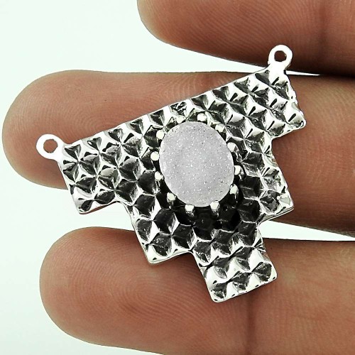 Amazing Design ! 925 Sterling Silver Druzy Pendant