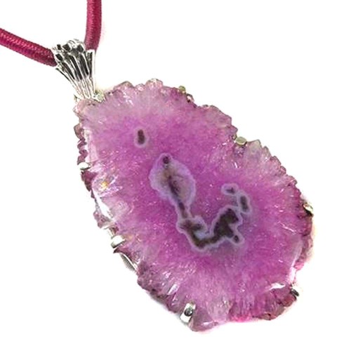 Big Natural Top !! 925 Sterling Silver Pink Solar Fossil Pendant