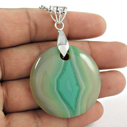 Big Special Moment ! Striped Onyx 925 Sterling Silver Pendant Hersteller