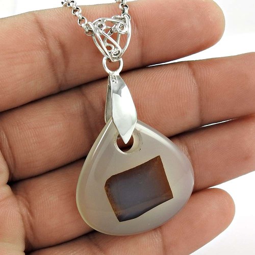Billowing Clouds ! 925 Sterling Silver Designer Chalcedony Pendant