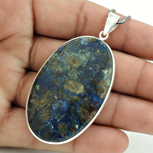 Women Gift For Her 925 Sterling Silver Jewelry Azurite Gemstone Pendant NN85