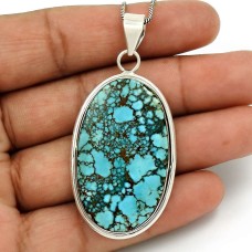 Turquoise Gemstone Pendant 925 Sterling Silver Traditional Jewelry PL8