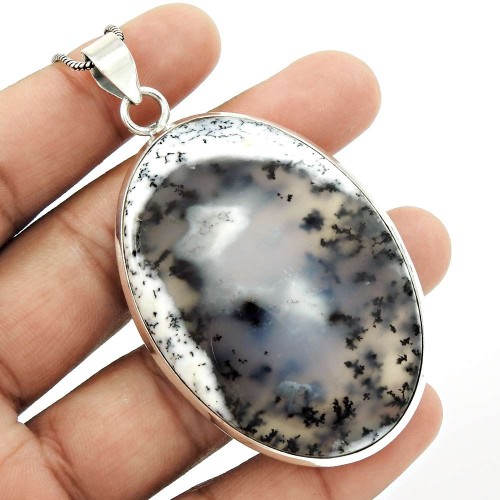 HANDMADE 925 Solid Sterling Silver Jewelry Natural DENDRITE OPAL Pendant QQ64