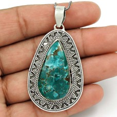 Turquoise Gemstone Pendant 925 Sterling Silver Stylish Jewelry YH9