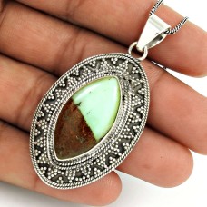 HANDMADE 925 Solid Sterling Silver Jewelry Natural CHRYSOPRASE Pendant JU41