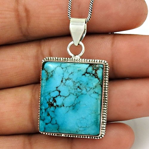 Turquoise Gemstone Pendant 925 Sterling Silver Women Gift Jewelry ED11