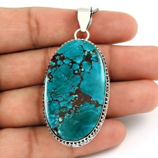 Turquoise Gemstone Pendant 925 Sterling Silver Tribal Jewelry TG13
