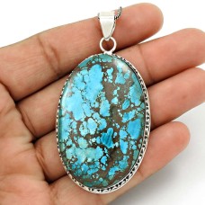 Turquoise Gemstone Pendant 925 Sterling Silver Ethnic Jewelry WS14
