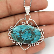 Turquoise Gemstone Pendant 925 Sterling Silver Women Gift Jewelry QA15