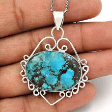 Turquoise Gemstone Pendant 925 Sterling Silver Stylish Jewelry ED15
