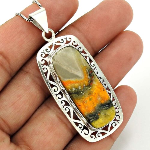 Bumble Bee Gemstone Pendant 925 Sterling Silver Traditional Jewelry QA20
