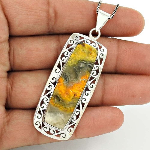 Bumble Bee Gemstone Pendant 925 Sterling Silver Women Gift Jewelry WS20